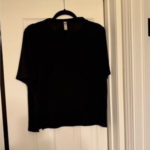 Athleta Womens Black Short Sleeve Crew Neck Athletic Pullover T-Shirt Size S